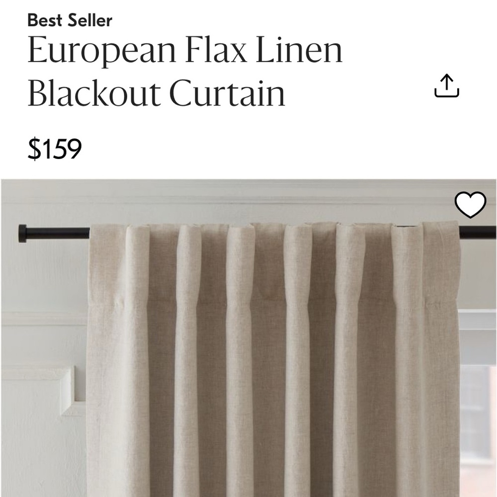 West Elm Linen Blackout Curtain Single